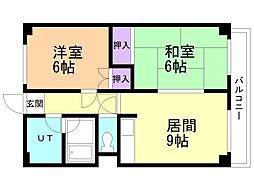 ロイヤルシティ参番館若松町 2LDKの間取図画像