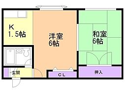 ファイブスター 1DKの間取図画像