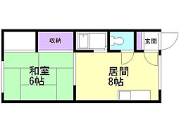 プラザマンション北浜1号館 1LDKの間取図画像
