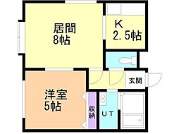 ペラッツィ美原B館 1LDKの間取図画像