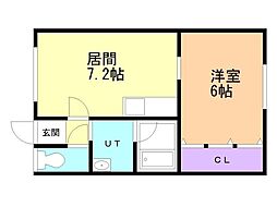コーポ吉川 1DKの間取図画像