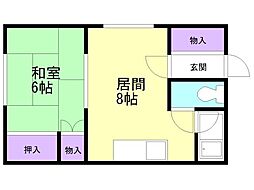 コーポみなと 1LDKの間取図画像
