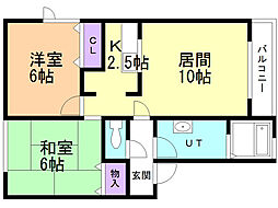 英 2LDKの間取図画像