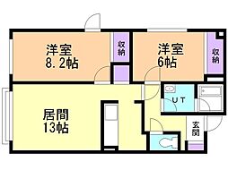 ガーデン昭和MS 2LDKの間取図画像