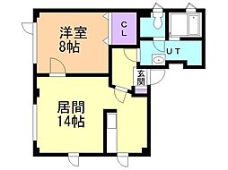 パールハウス 1LDKの間取図画像