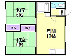 コーポ林 2LDKの間取図画像