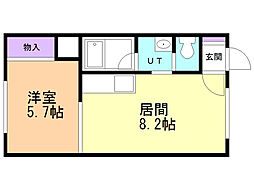 ピュアパレス昭和 1LDKの間取図画像