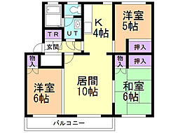 テレパレス函館吉川 3LDKの間取図画像