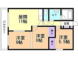 シャトウはまなす 3LDKの間取図画像
