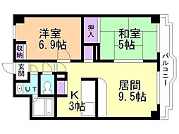 ケントパレス函館 2LDKの間取図画像