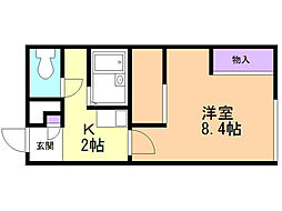 レオパレスエクシール 1Kの間取図画像