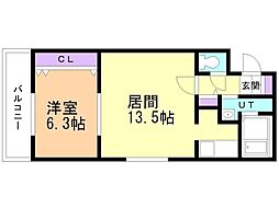 グランパ戸澤千代台公園 1LDKの間取図画像