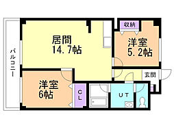 チェリーコート3 2LDKの間取図画像