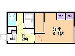 レオパレス金堀16 1Kの間取図画像