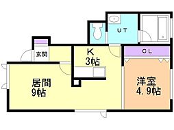 グレイスコート 1LDKの間取図画像