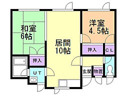 ガーデン川原 2LDKの間取図画像