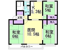 コーポワカサ 3LDKの間取図画像