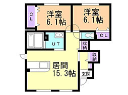 クラレット・ジャグ 2LDKの間取図画像