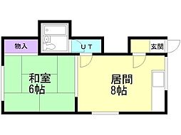 コーポ泉州 1LDKの間取図画像