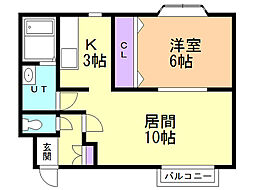 カーサカロ 1LDKの間取図画像