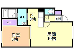 メゾンユー 1LDKの間取図画像