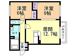 WINRESIDENCE 2LDKの間取図画像
