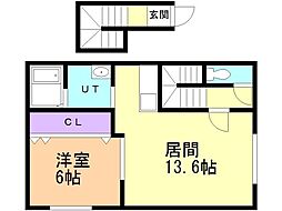 シエルB 1LDKの間取図画像