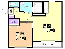 プラチナムコート 1LDKの間取図画像