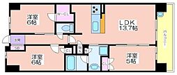 大阪ベイレジデンス 3LDKの間取図画像