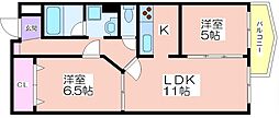 コンフィデンス西本町 2LDKの間取図画像