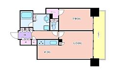 ブランズタワー・ウェリス心斎橋NORTH 1LDKの間取図画像