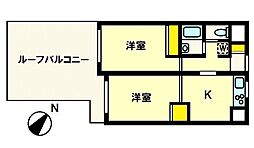エビス東ハイツ第2 2DKの間取図画像