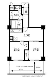 赤坂パインクレスト 2LDKの間取図画像