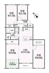コープ野村伏見 4LDKの間取図画像