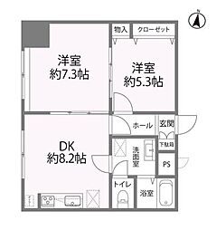 マンションニューエルム 2DKの間取図画像