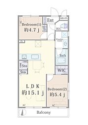 たまプラーザハイム 2LDKの間取図画像