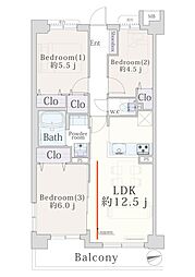 ダイアパレス日吉イースト 3LDKの間取図画像