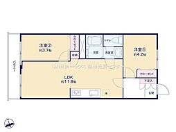 蒲田ローヤルコーポ 2LDKの間取図画像