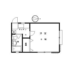 コーポルネサンス 1Kの間取図画像