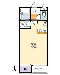 ポスト&ビーム木の家C棟 ワンルームの間取図画像