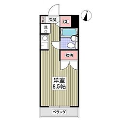 リュミエ本厚木 ワンルームの間取図画像