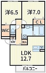 レガリア 2LDKの間取図画像