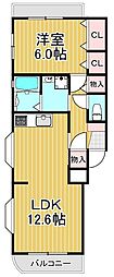 サンライフシンワ 1LDKの間取図画像