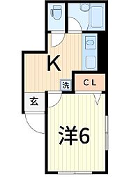 パインヒル南小岩 1Kの間取図画像