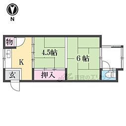 打明荘 2Kの間取図画像