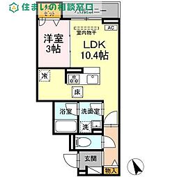 岡崎市岡崎駅前2丁目アパート 1LDKの間取図画像