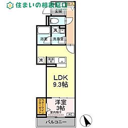 岡崎市岡崎駅前2丁目アパート 1LDKの間取図画像