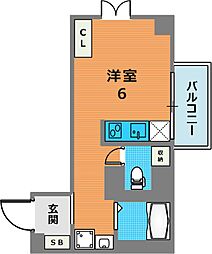 マートルコート駒沢大学 ワンルームの間取図画像