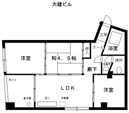 名古屋市営東山線 新栄町駅 徒歩3分の賃貸マンション 4階3DKの間取り