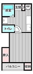 ハピネスルームNo.1 1Kの間取図画像